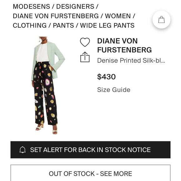 Diane Von Furstenberg Denise Silk Colorful Geode Wide Leg Pants Small S 4 6 $400 - Picture 2 of 11